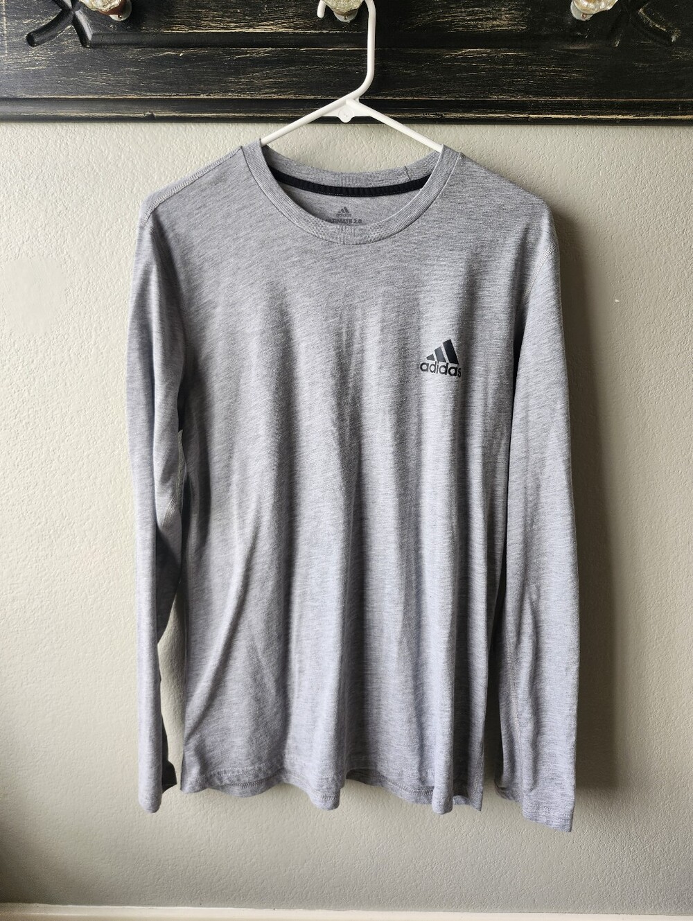 adidas Light Gray Long Sleeve Crew Neck Shirt